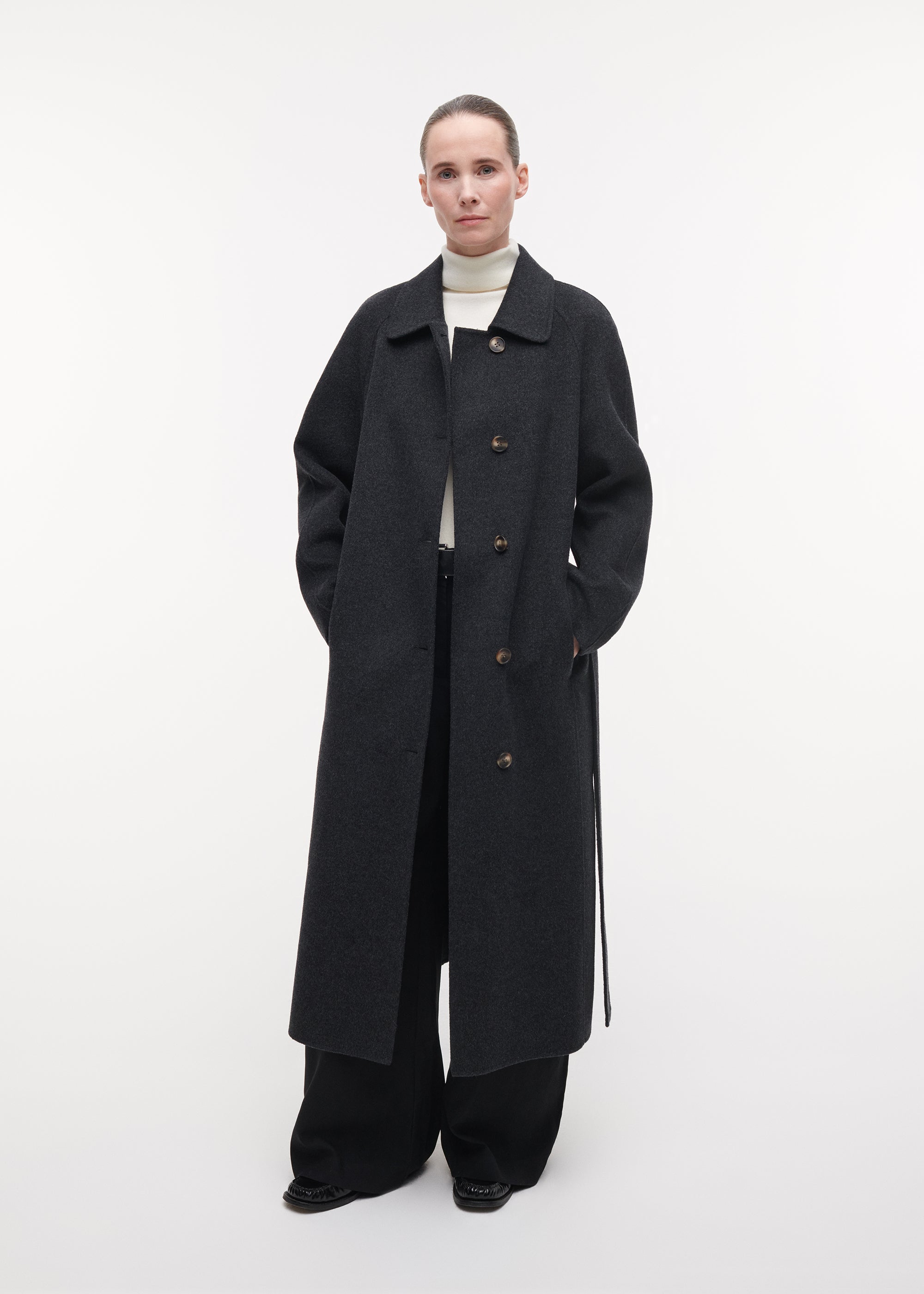 JOY Belted Wool Coat | Storm Iron