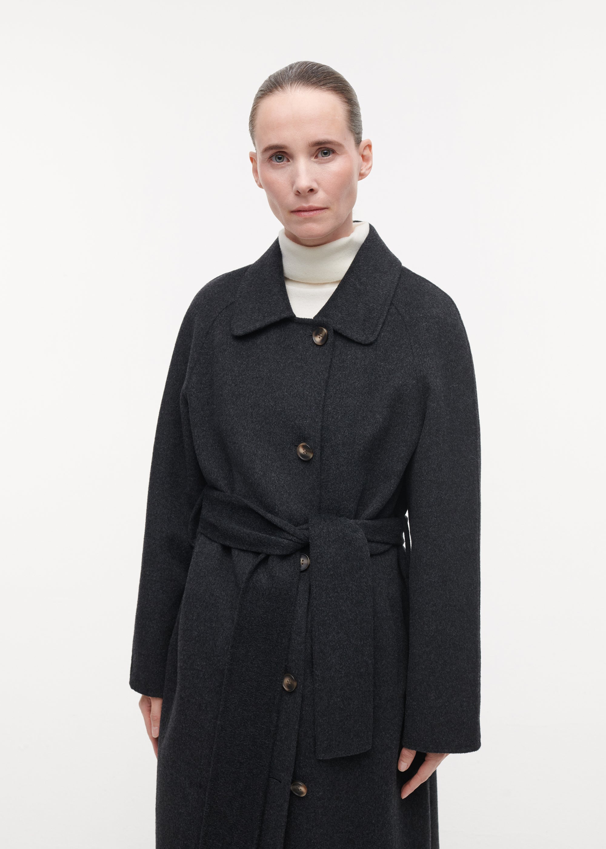JOY Belted Wool Coat | Storm Iron