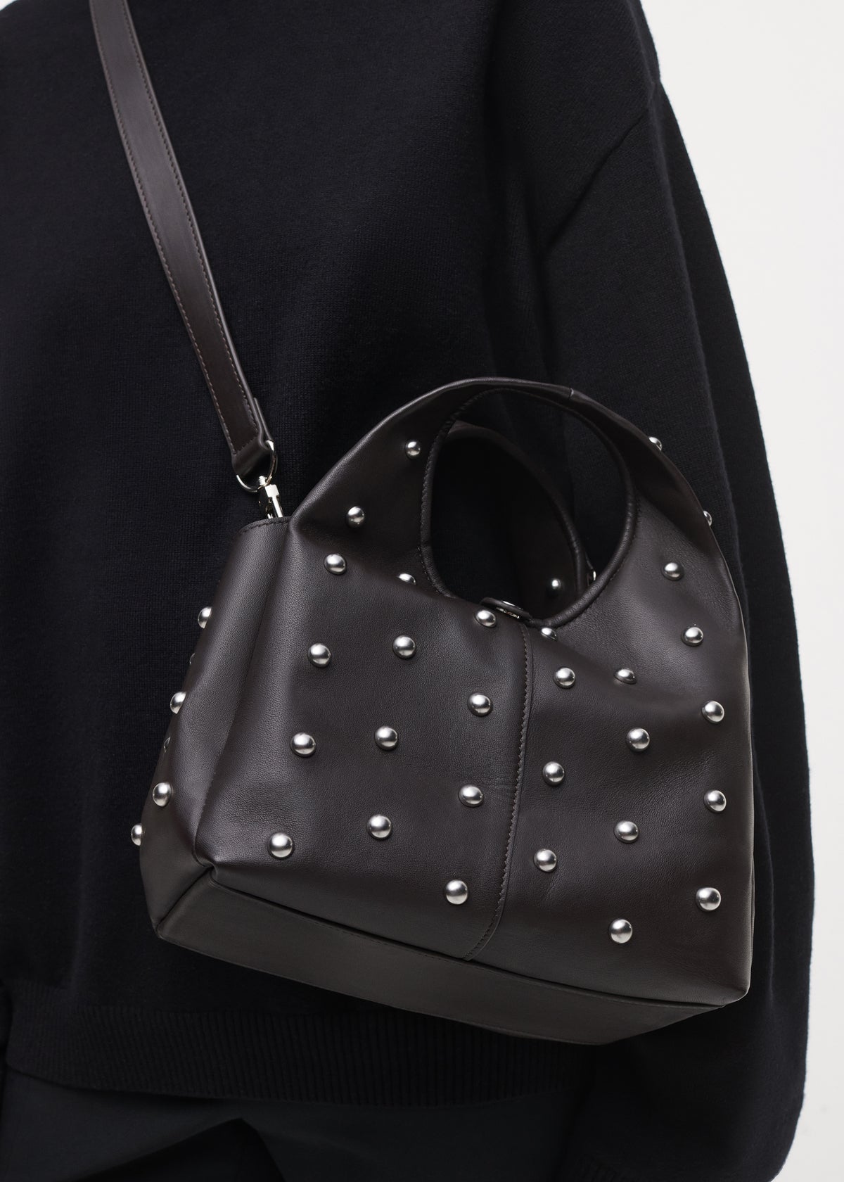 HARLEE Studded Leather Bag | Espresso