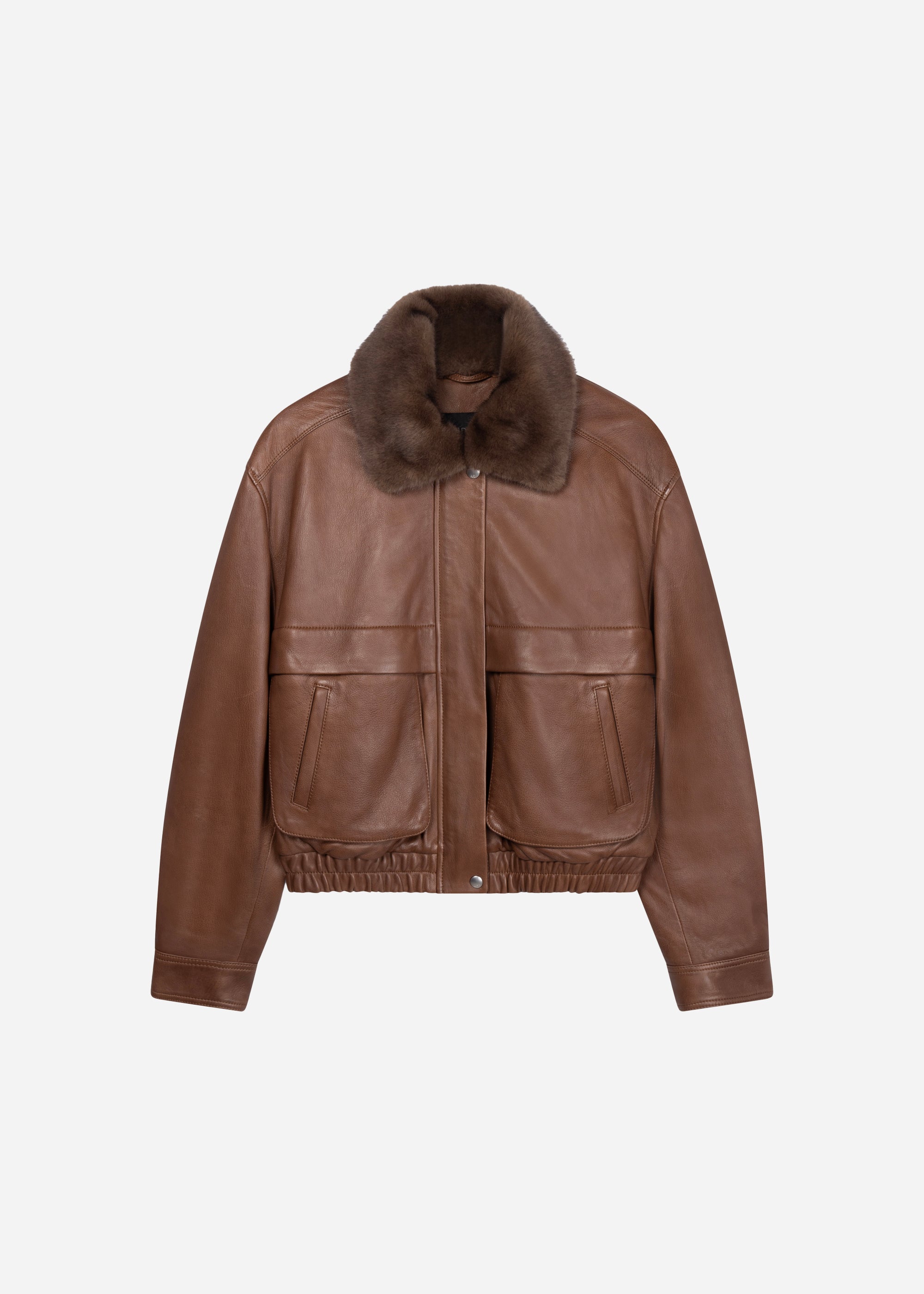 ABIGAIL Leather Aviator Jacket | COGNAC