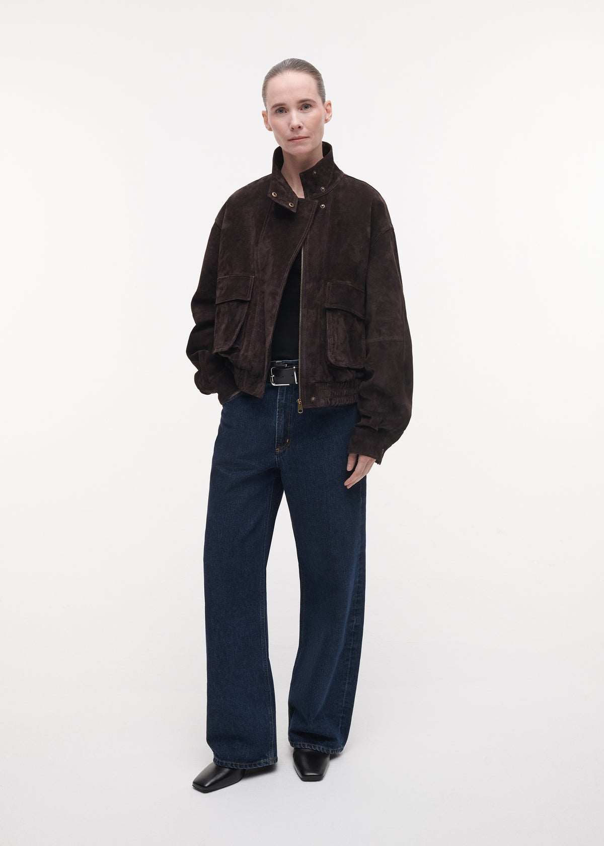WILLOW Suede Bomber Jacket | Velvet Brown