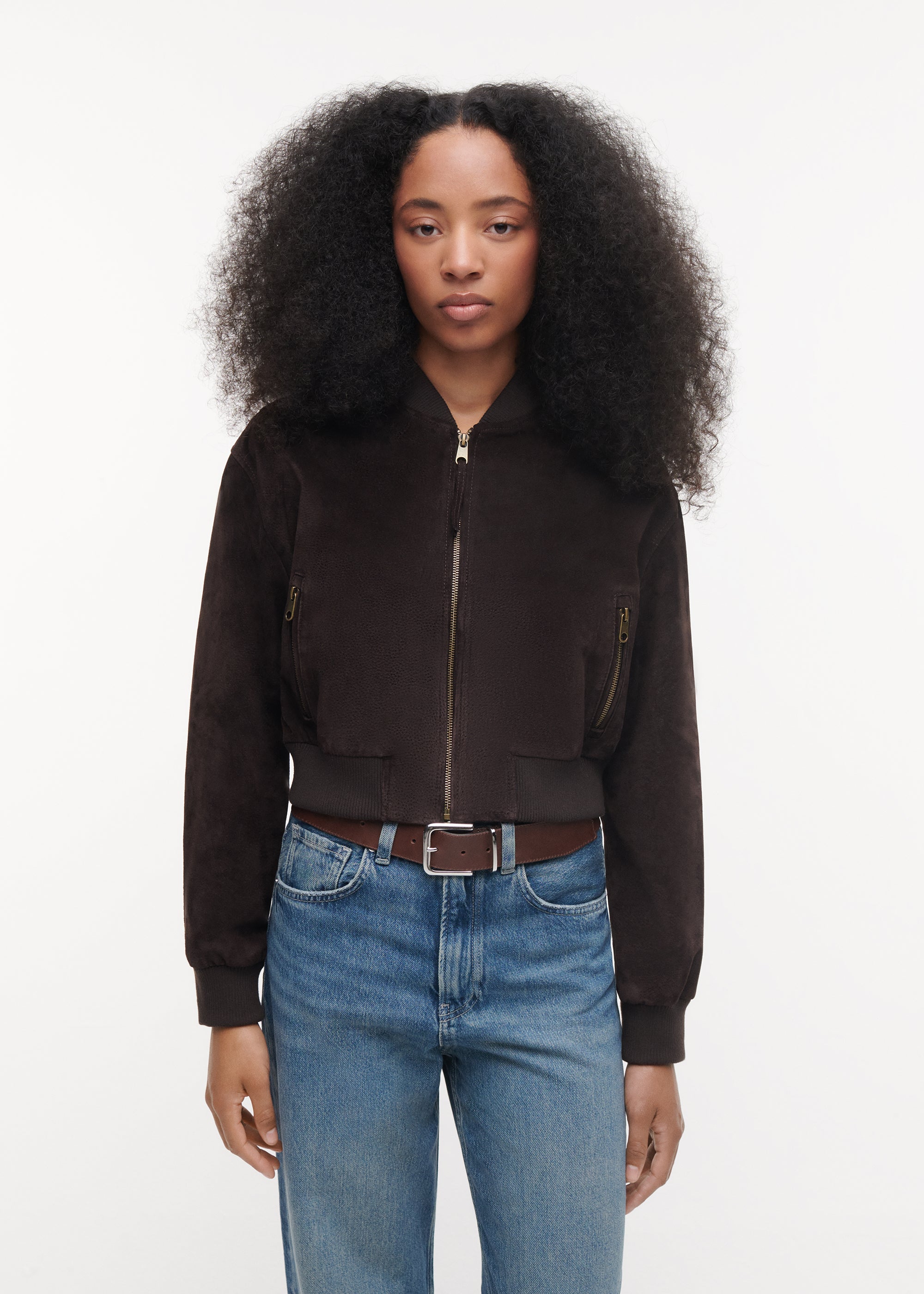 SLOANE | Suede Bomber Jacket | Velvet Brown