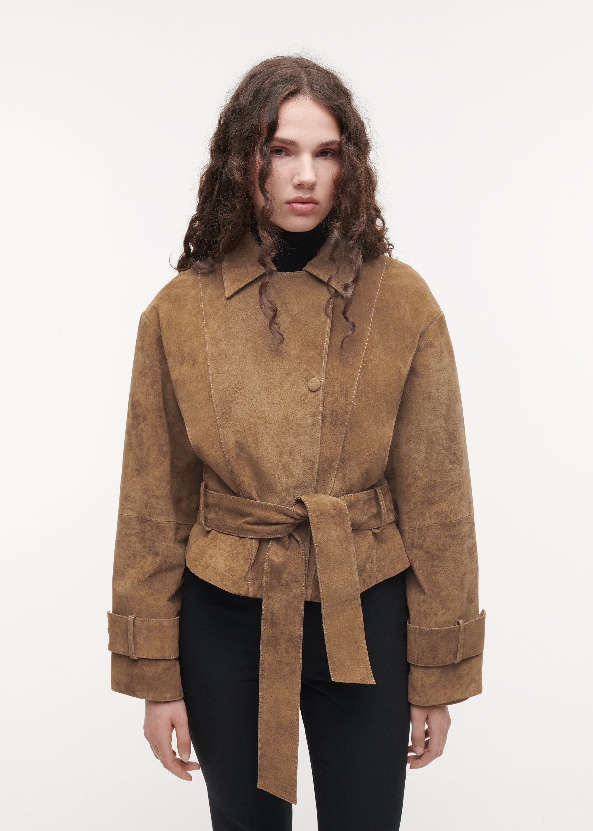 GWEN Suede Trench Coat | Olive
