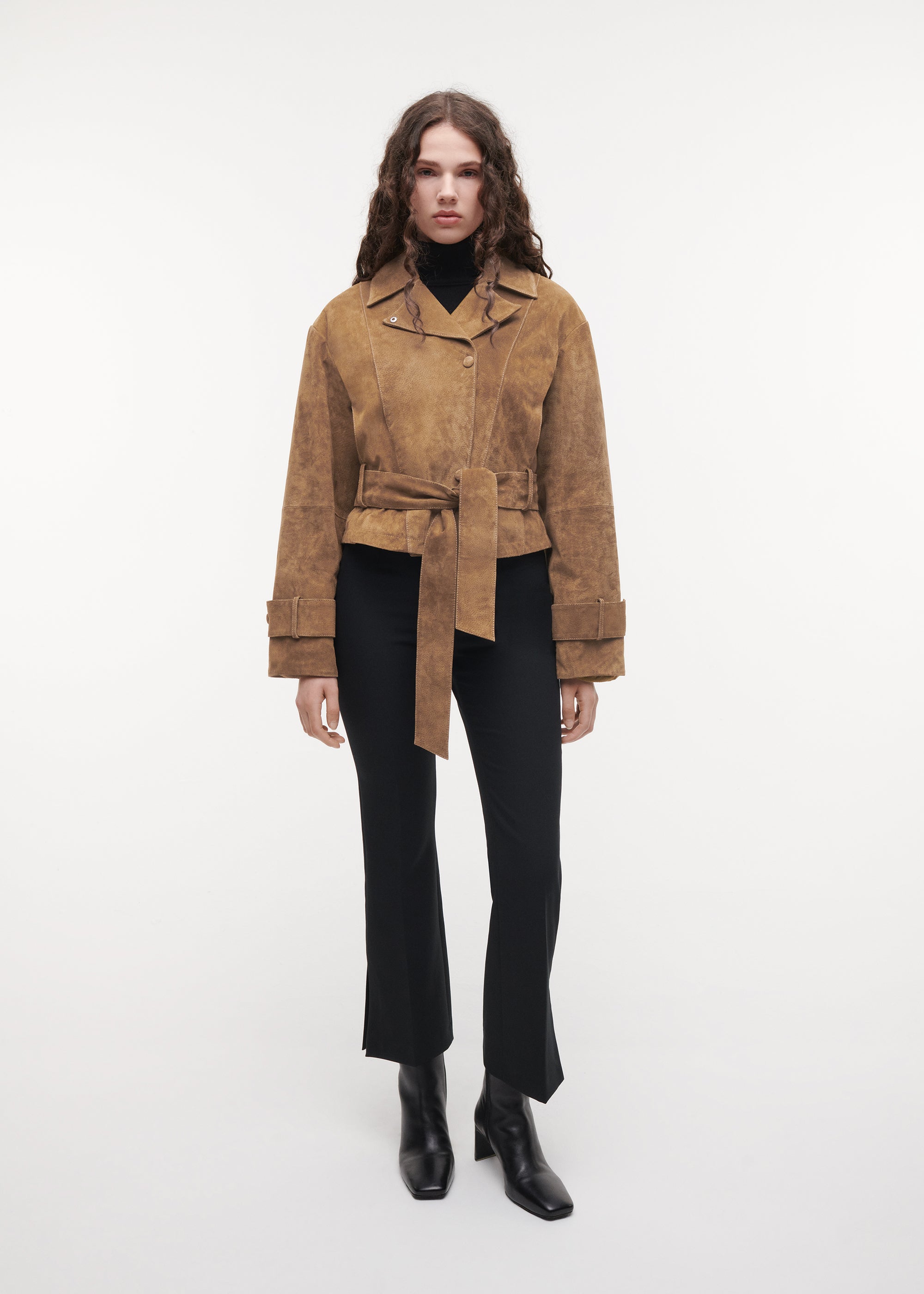 GWEN Suede Trench Coat | Olive