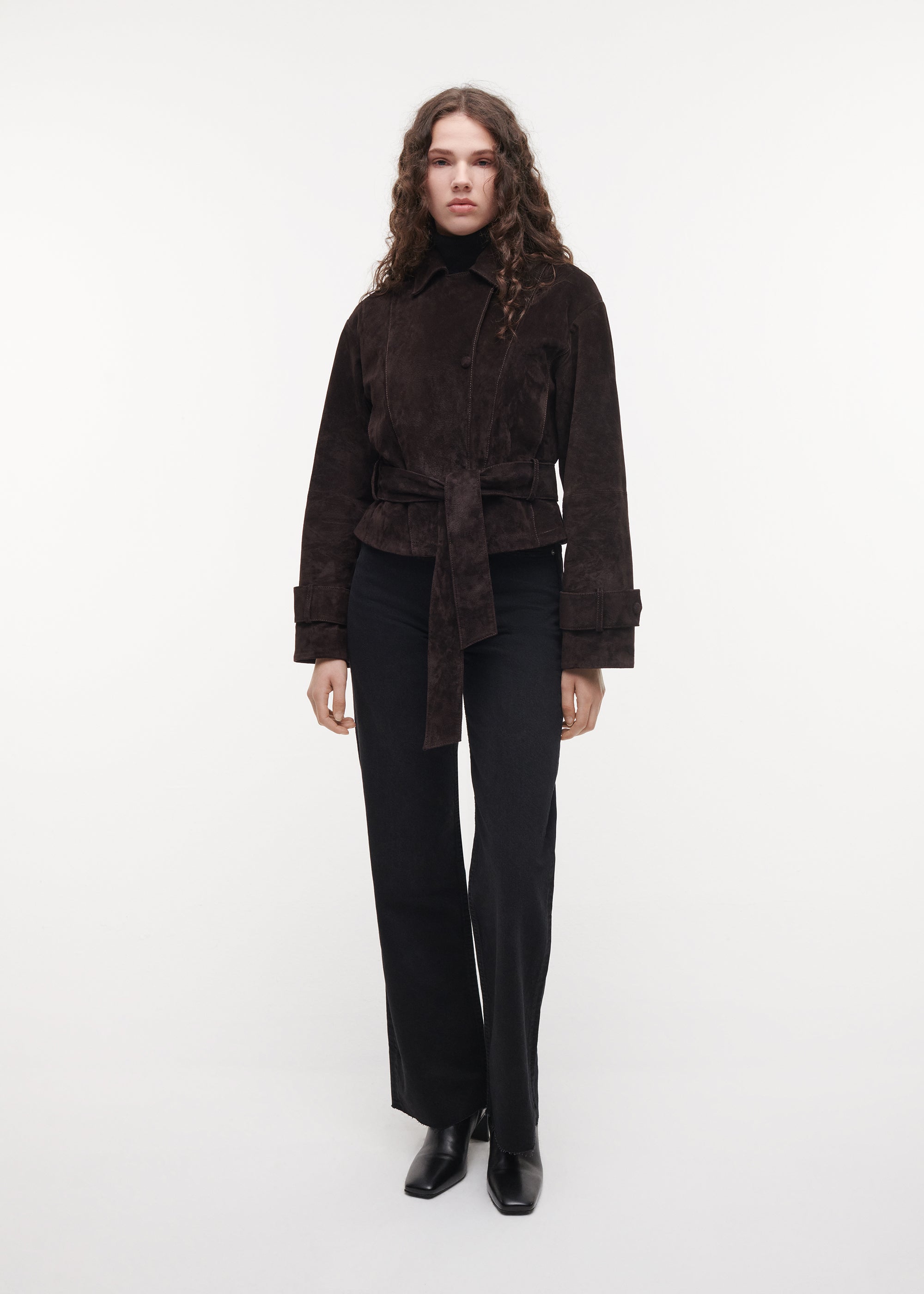 GWEN Suede Trench Coat | Velvet Brown