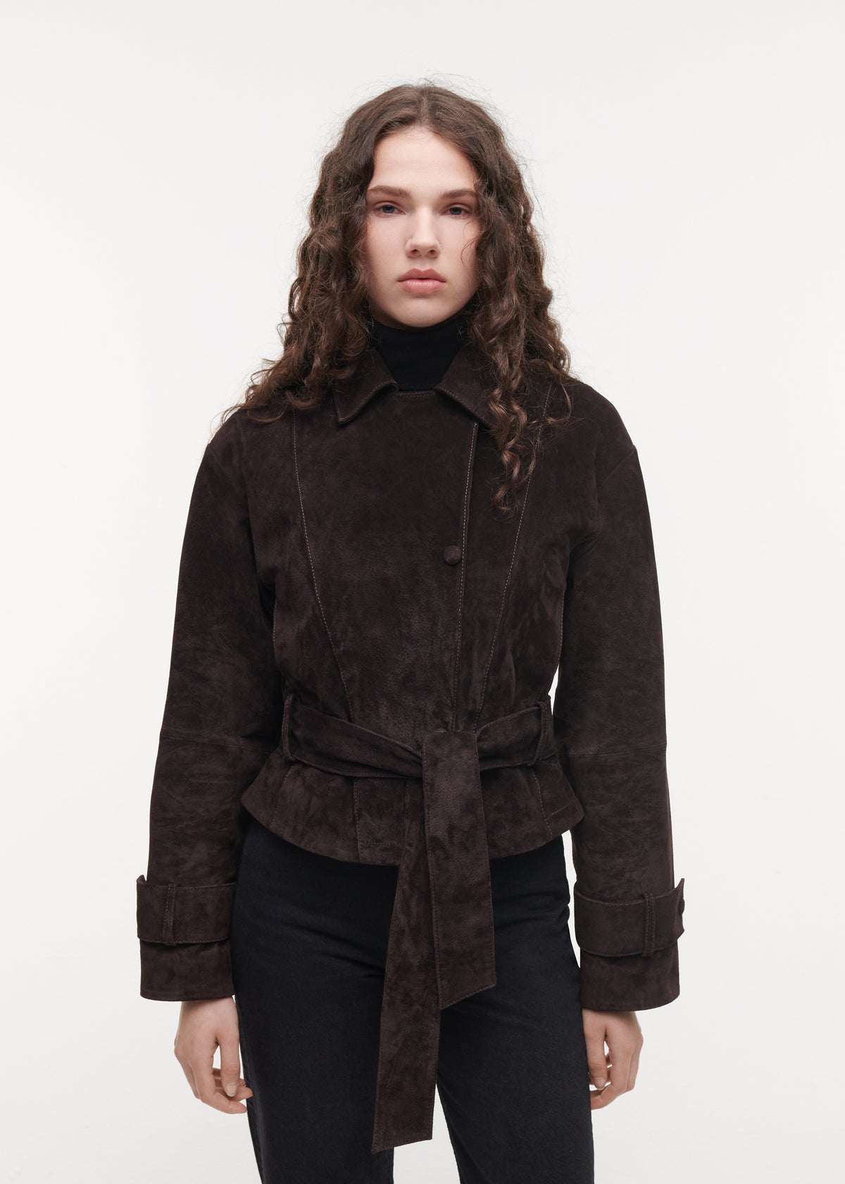 GWEN Suede Trench Coat | Velvet Brown