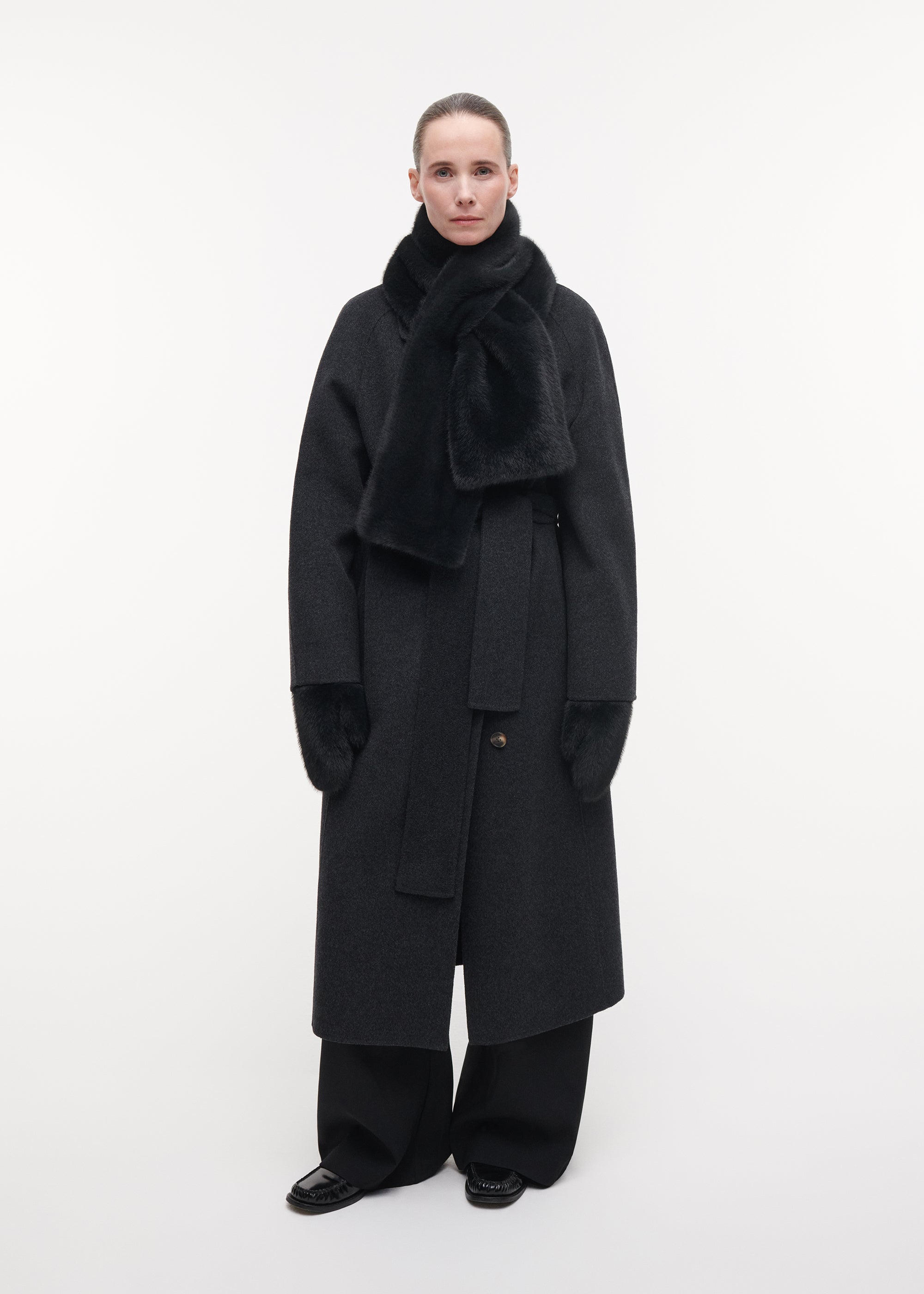JEMMA Faux Fur Scarf | Dark Grey
