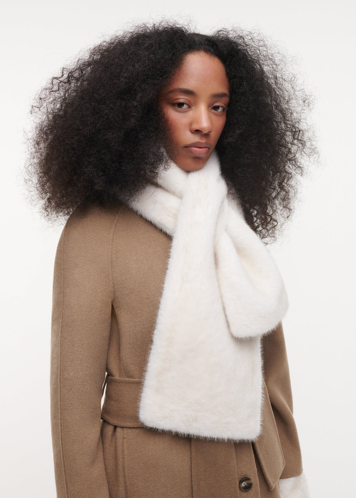 JEMMA Faux Fur Scarf | Ecru