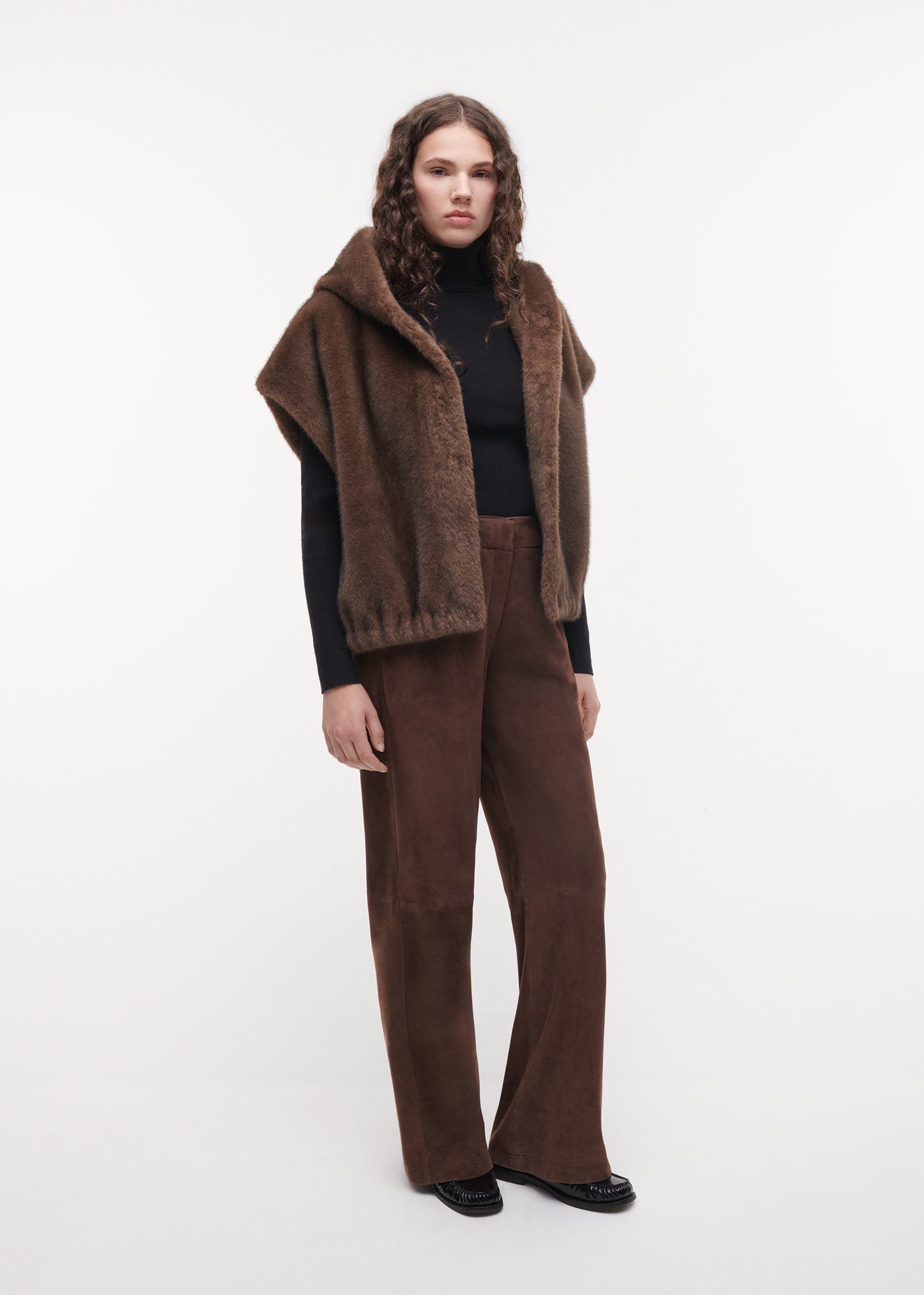 OLENA Reversible Faux Fur Gilet | Choco