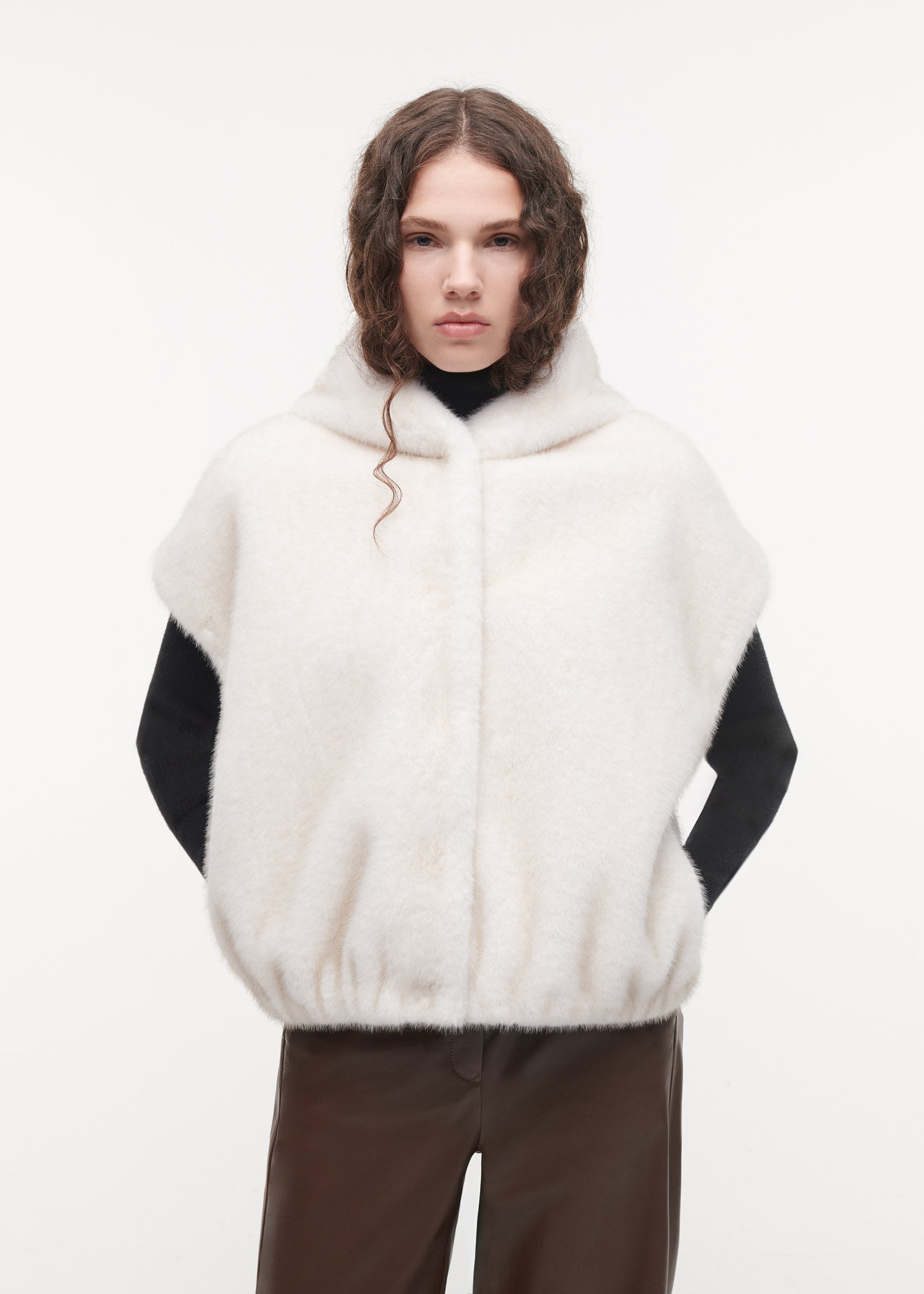 OLENA Reversible Faux Fur Gilet | Ecru