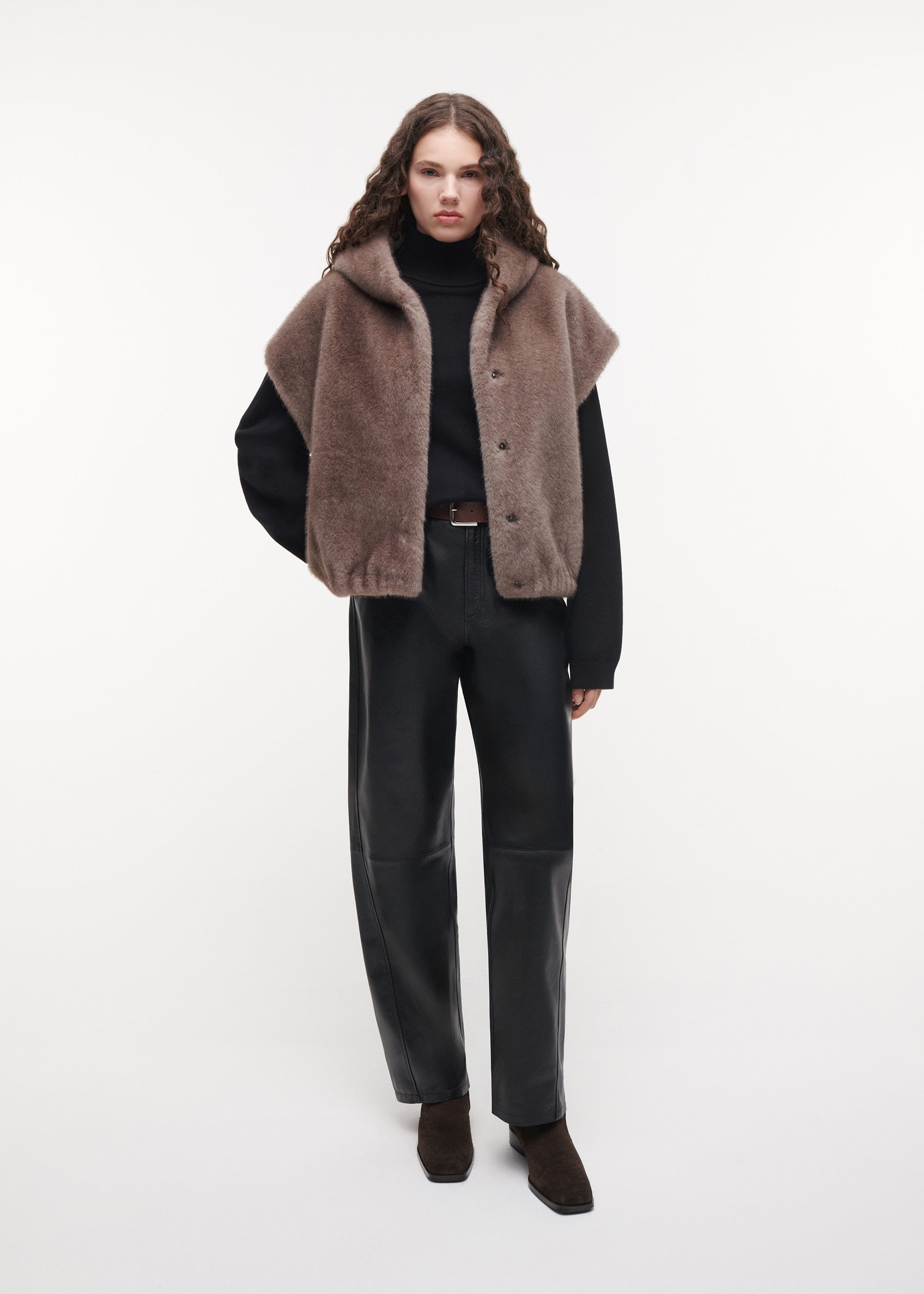 OLENA Reversible Faux Fur Gilet | Pebble