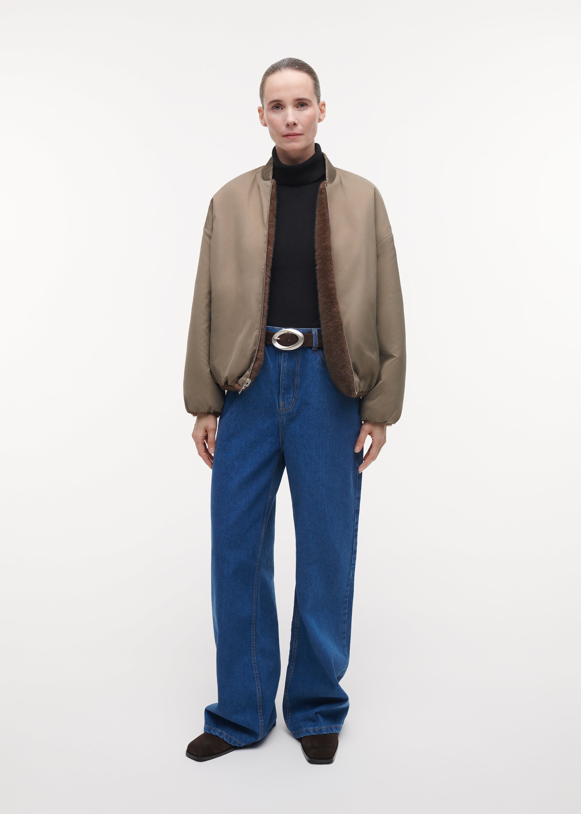 ETTA Faux Fur Bomber Jacket | Choco