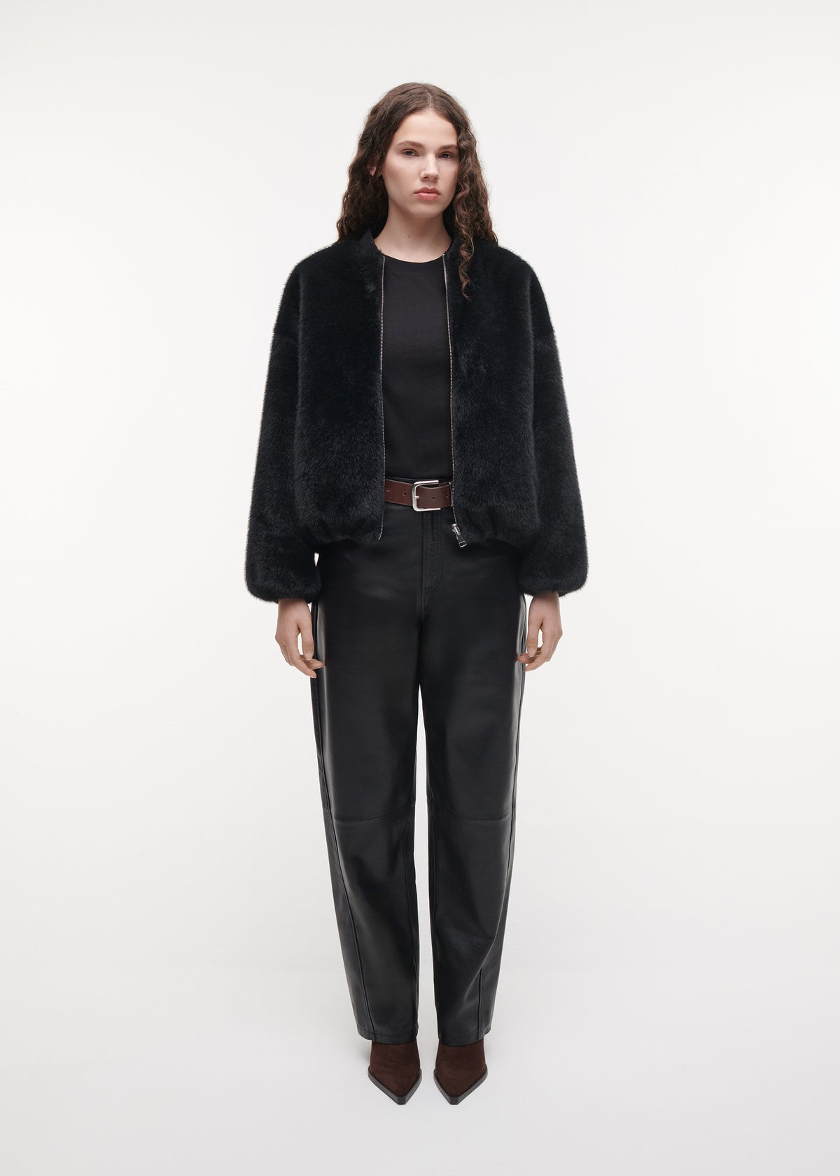 ETTA Faux Fur Bomber Jacket | Dark Grey