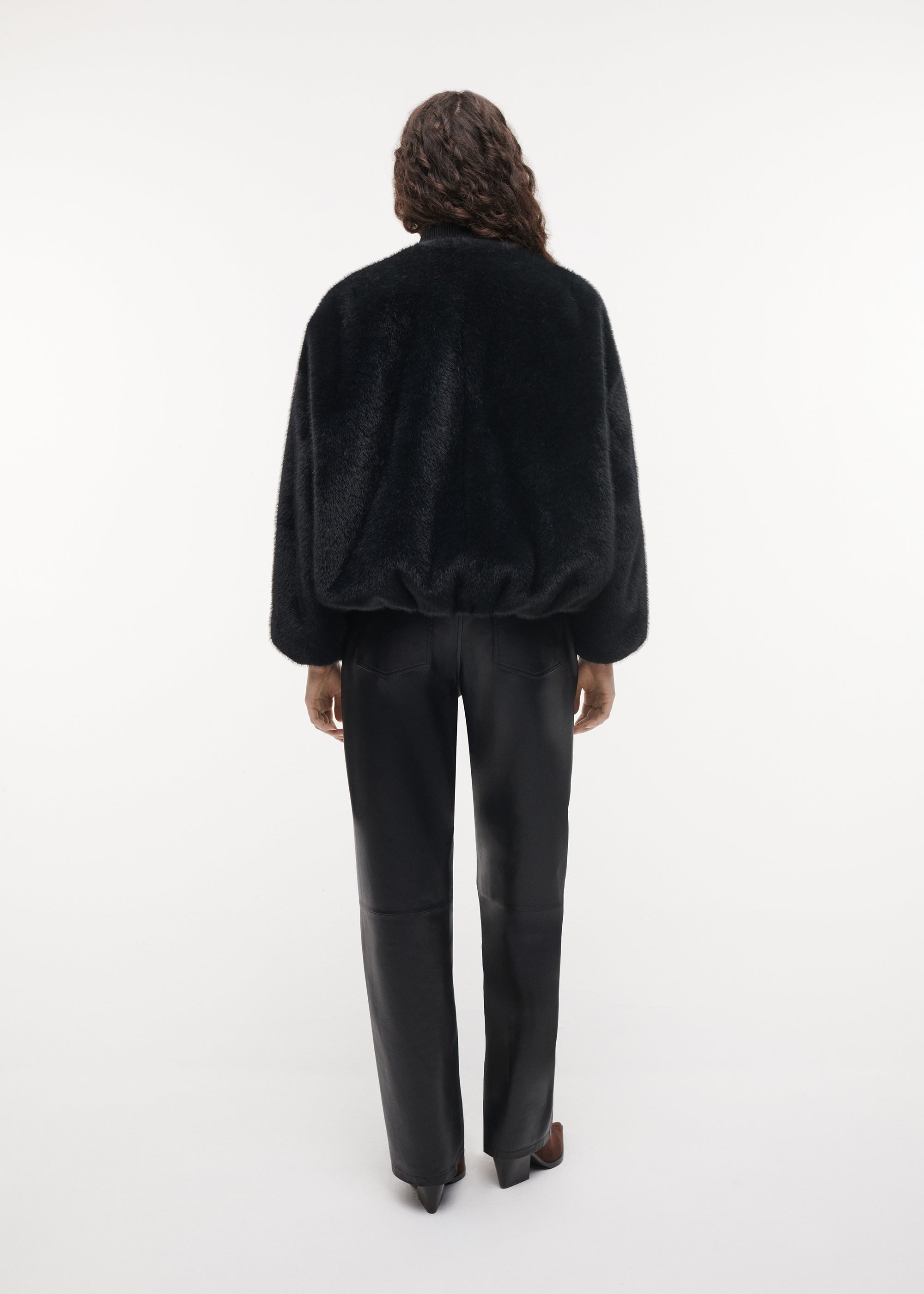 ETTA Faux Fur Bomber Jacket | Dark Grey