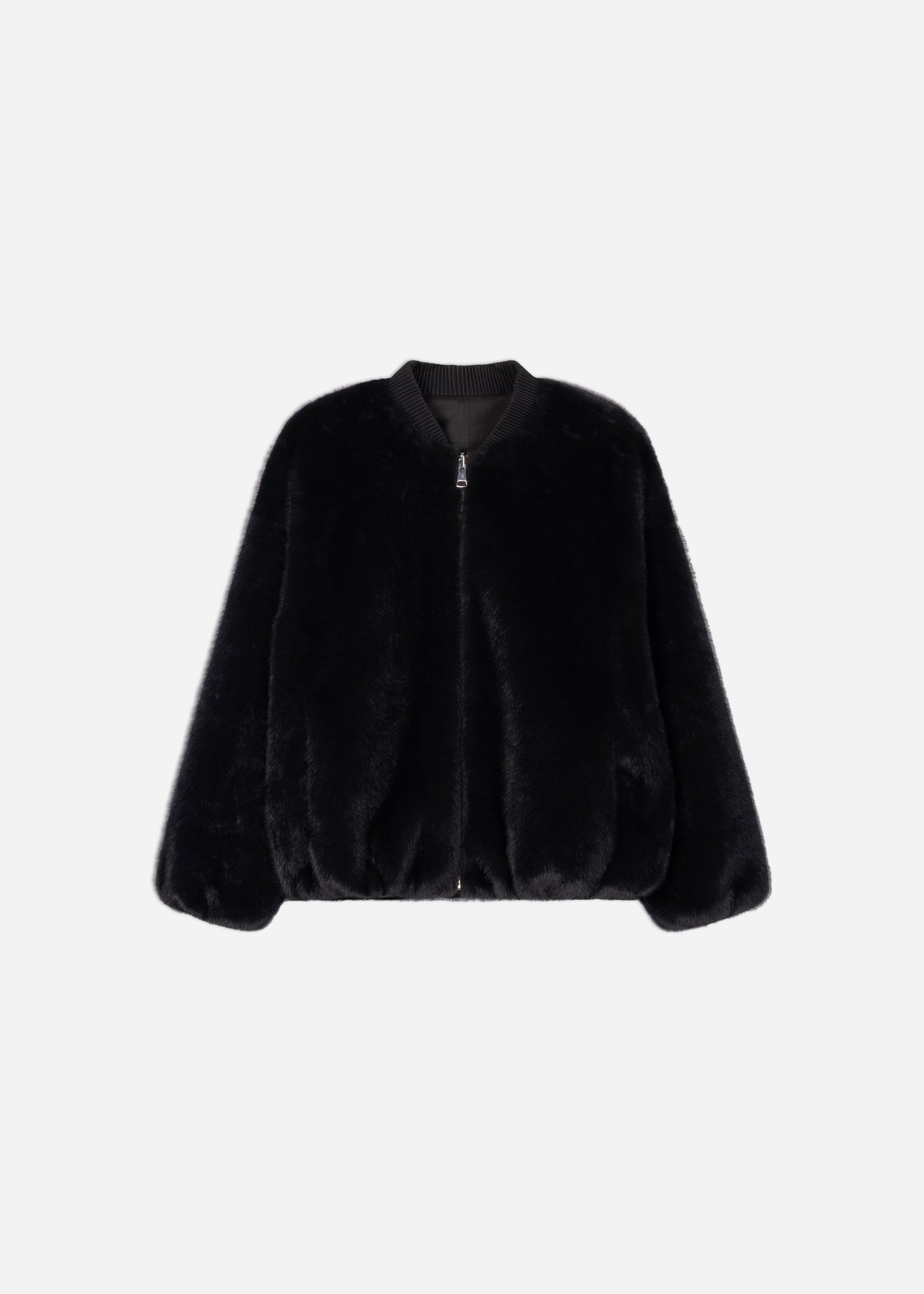 ETTA Faux Fur Bomber Jacket | Dark Grey