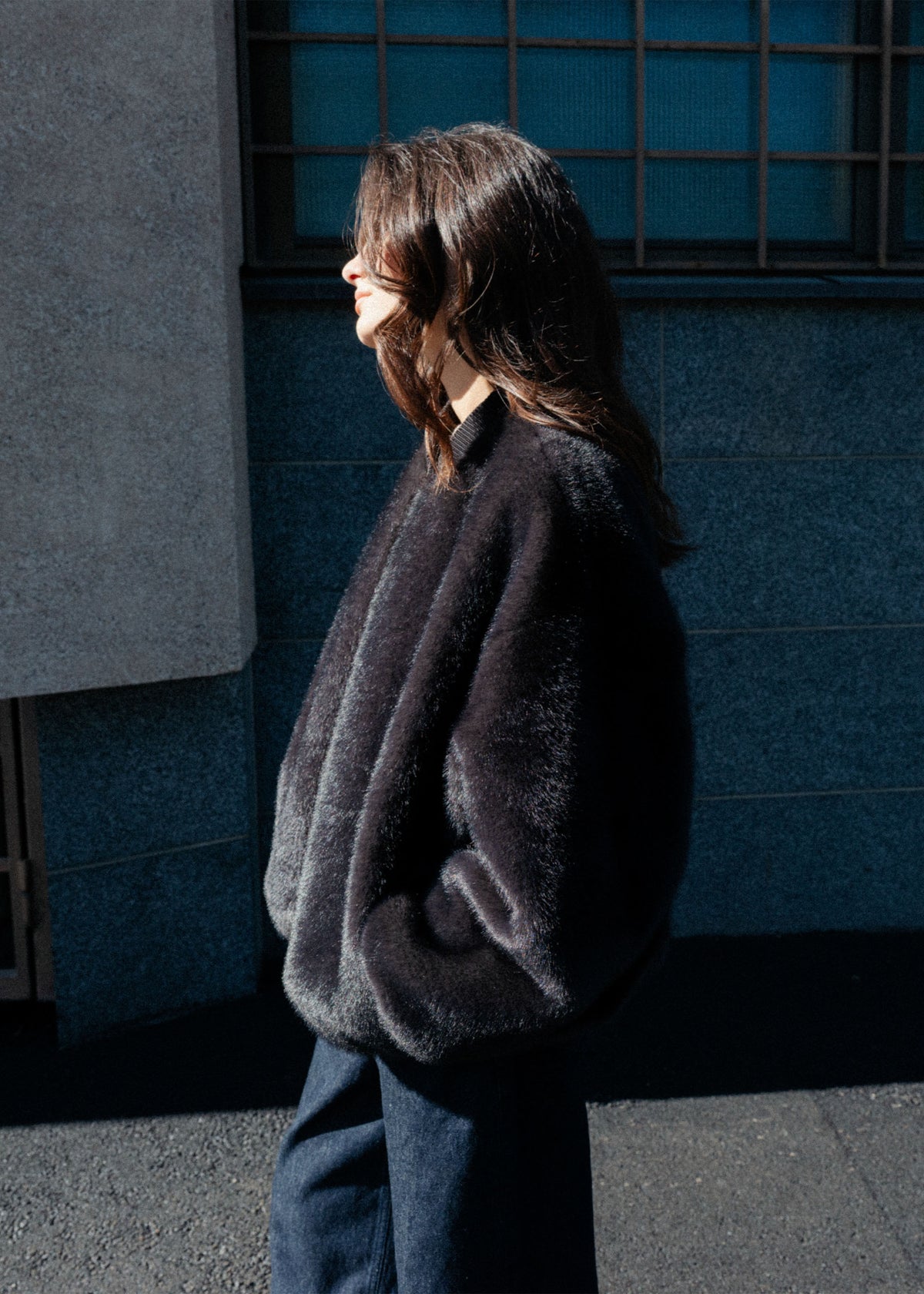 ETTA Faux Fur Bomber Jacket | Dark Grey