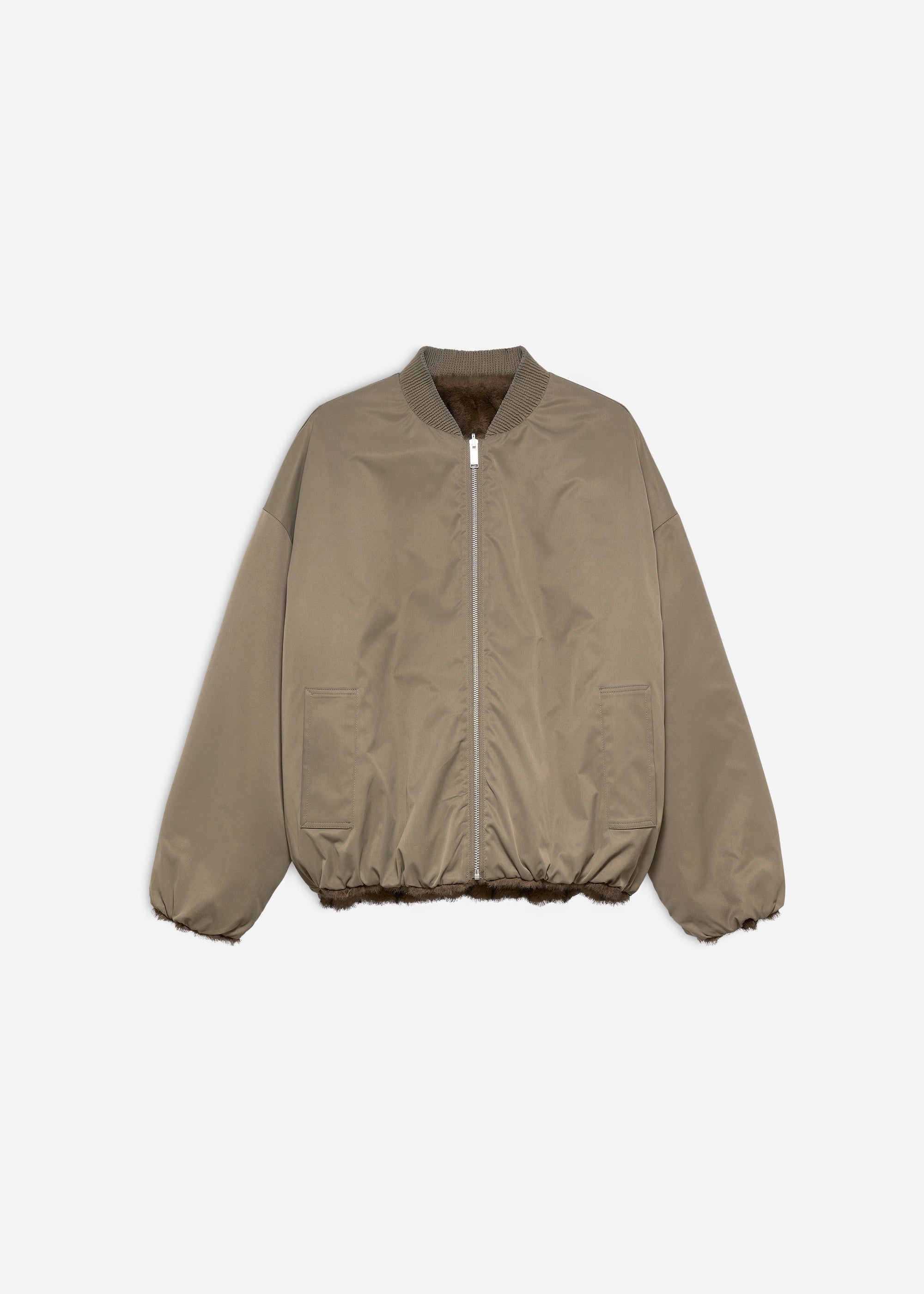 ETTA Faux Fur Bomber Jacket | Olive