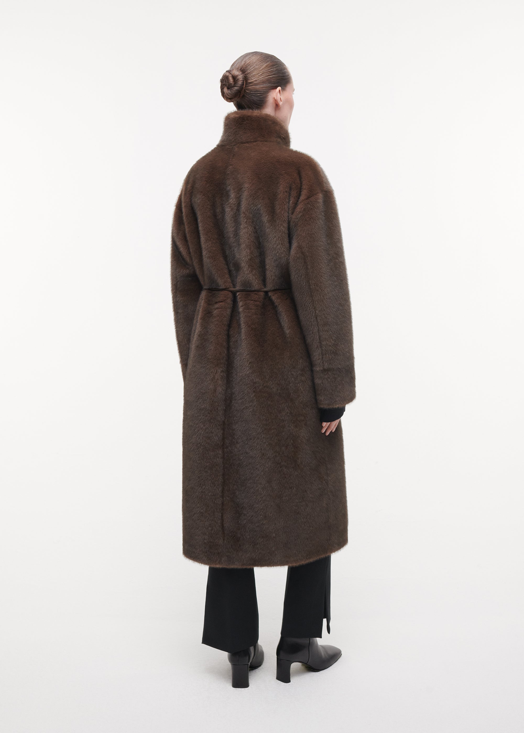 FREJA Long Faux Fur Coat | Choco