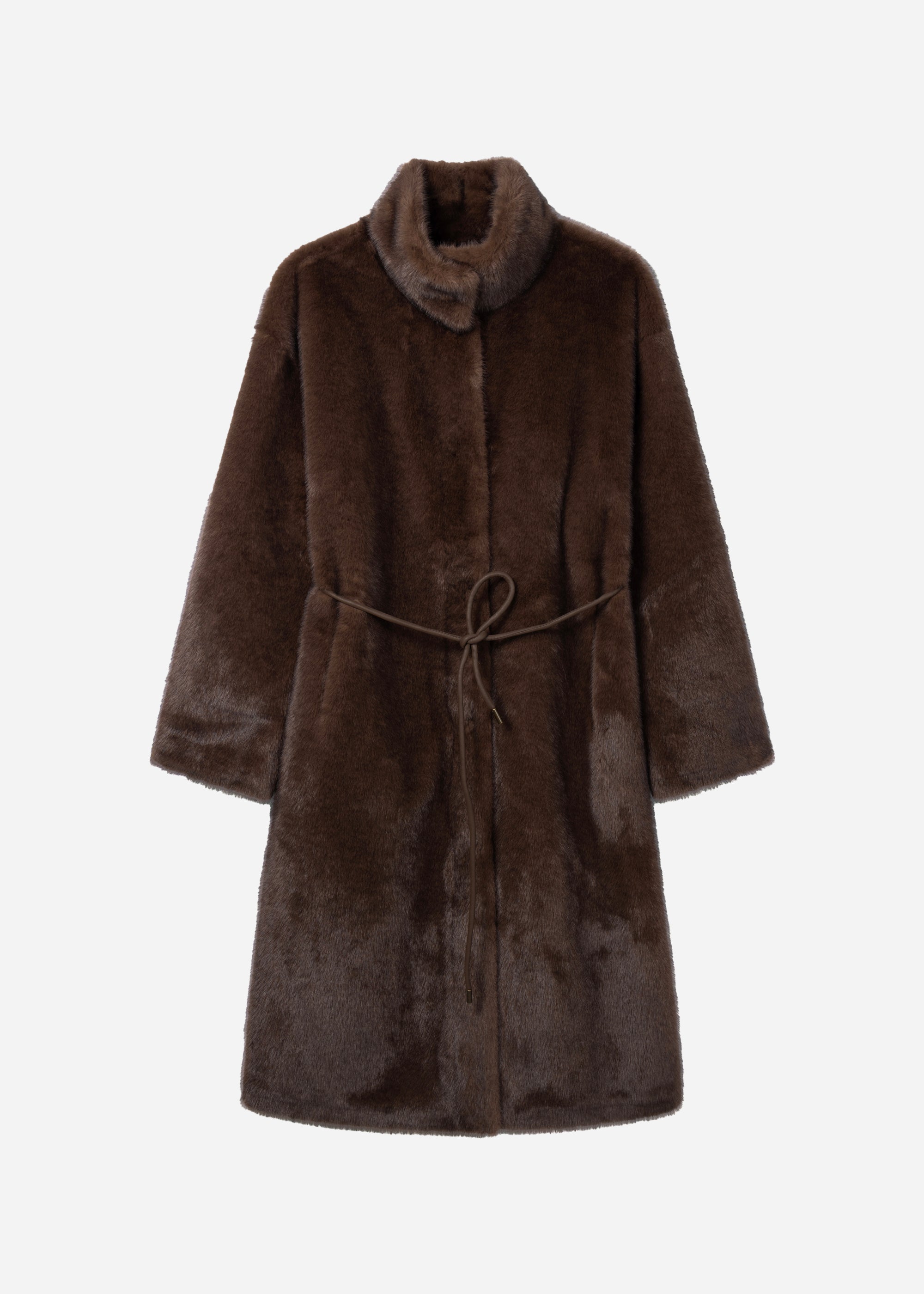 FREJA Long Faux Fur Coat | Choco