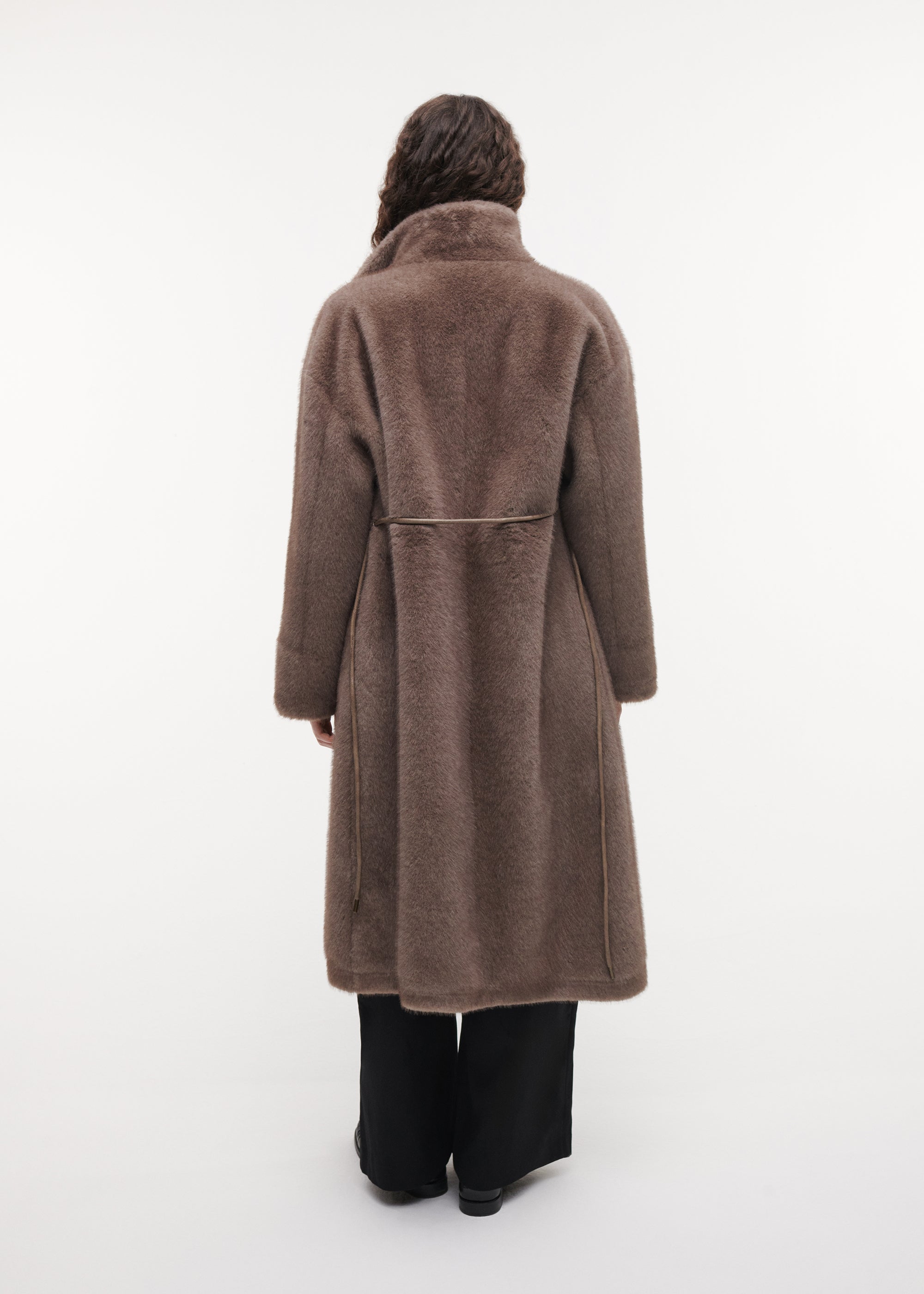 FREJA Long Faux Fur Coat | Pebble