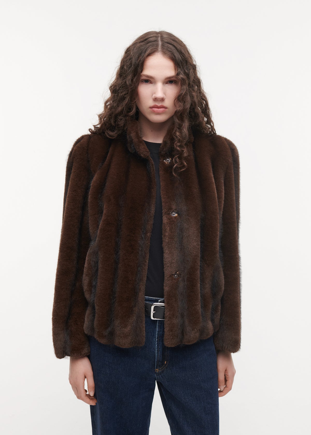 SOLINE Faux Fur Jacket | Dark Brown