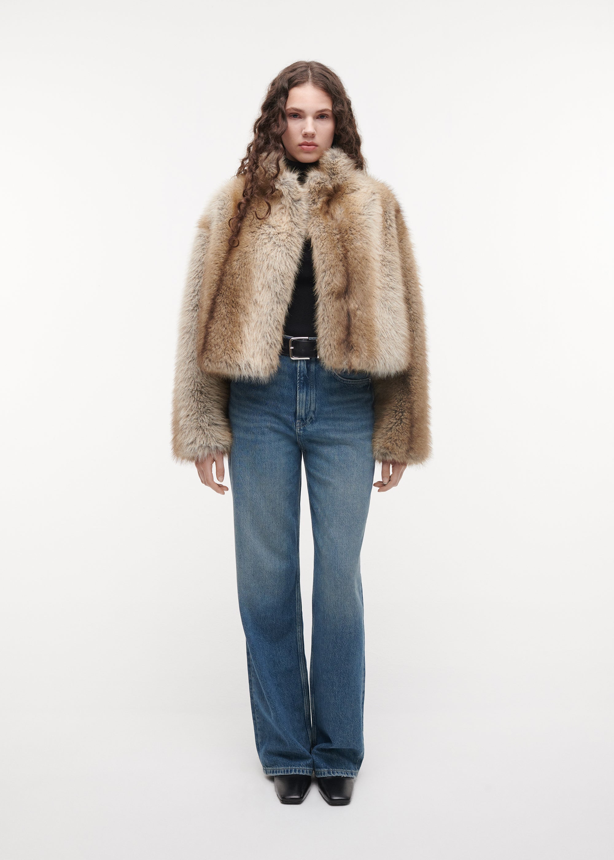 LUMI Cropped Faux Fox Jacket | Light Fox