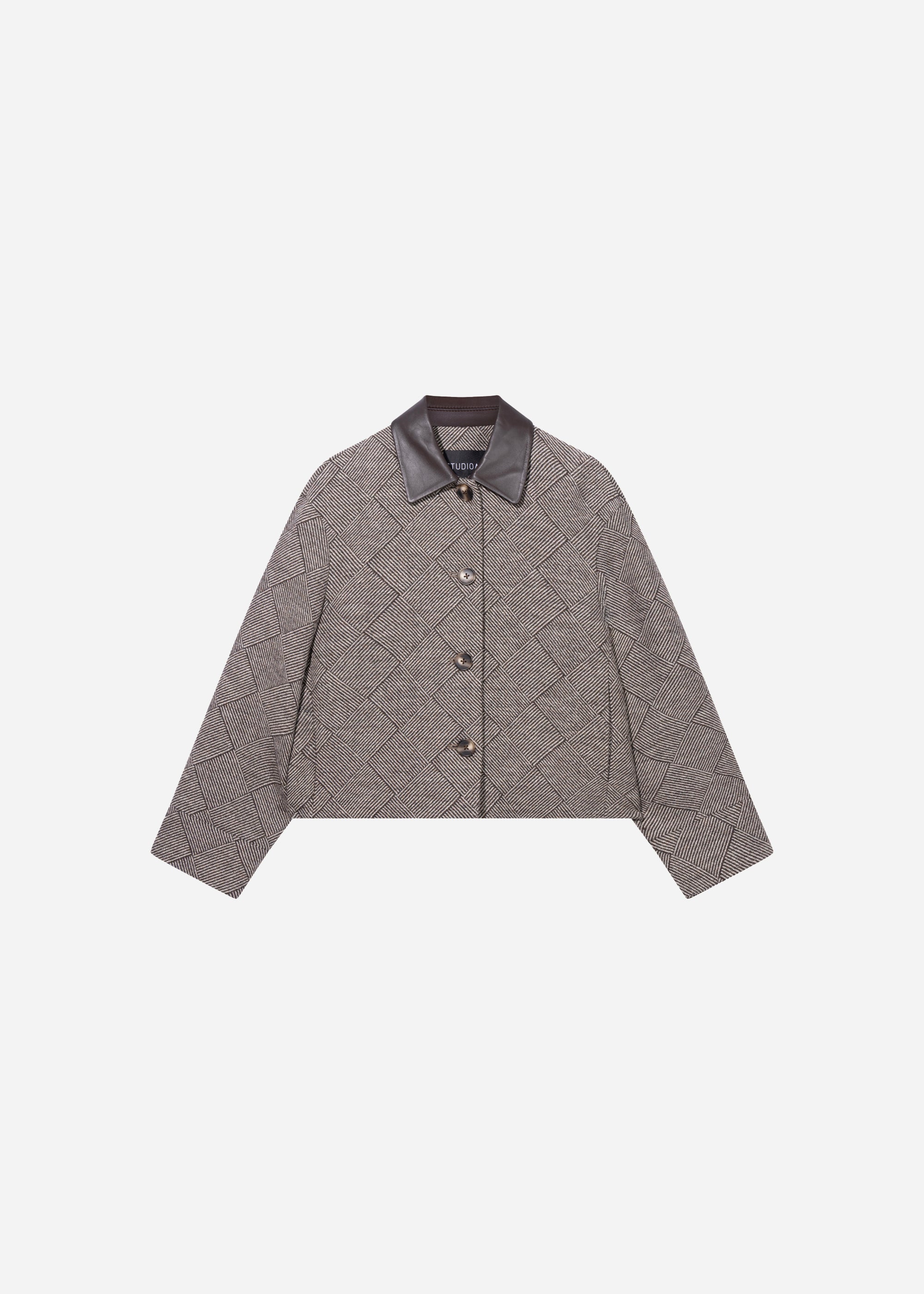 NICOLINA Tweed Wool Jacket | Dark Brown Print