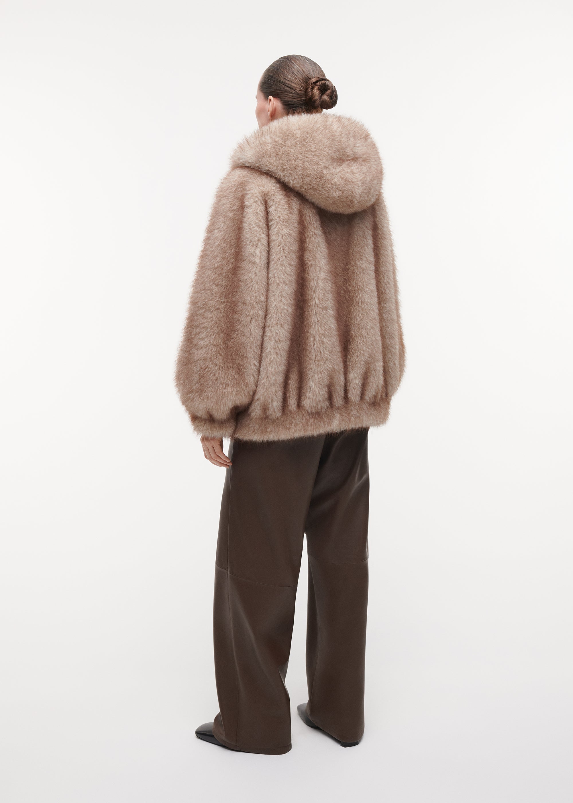 HAILEY Long Faux Fur Jas | Beige