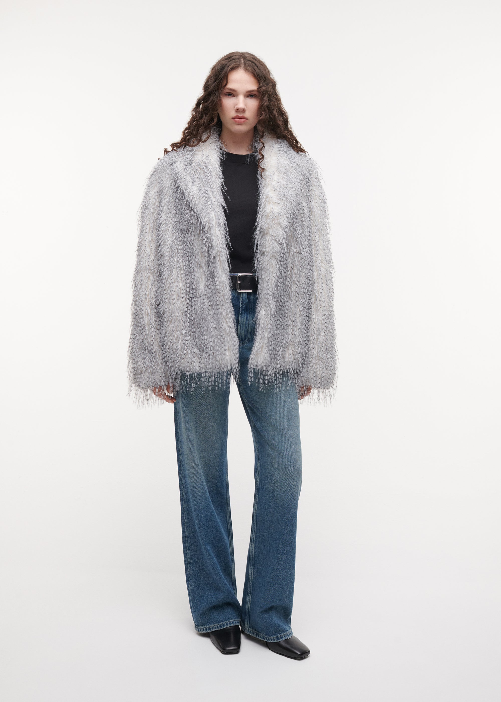 MILA Faux Fur Jacket | Blue Grey