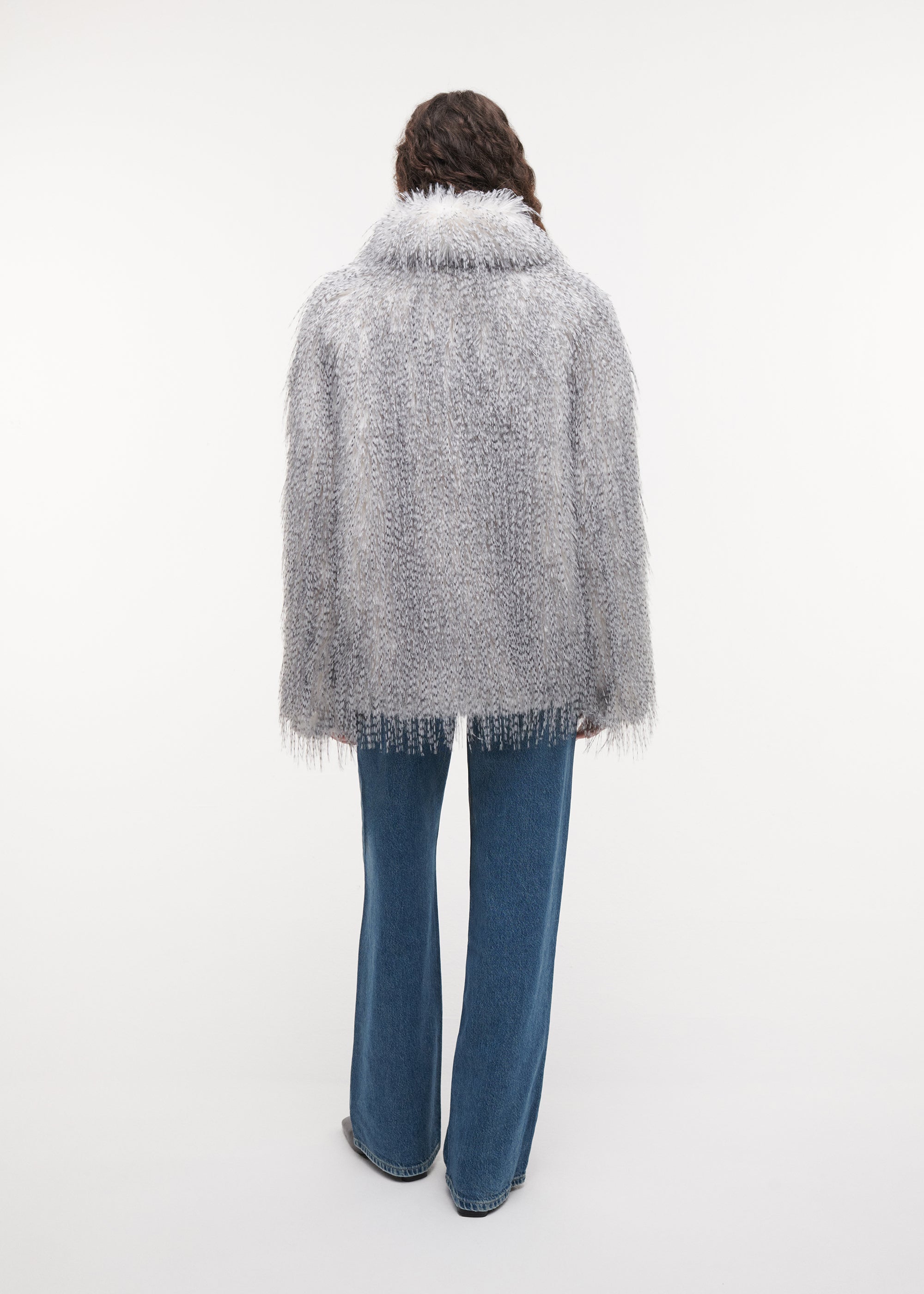 MILA Faux Fur Jacket | Blue Grey
