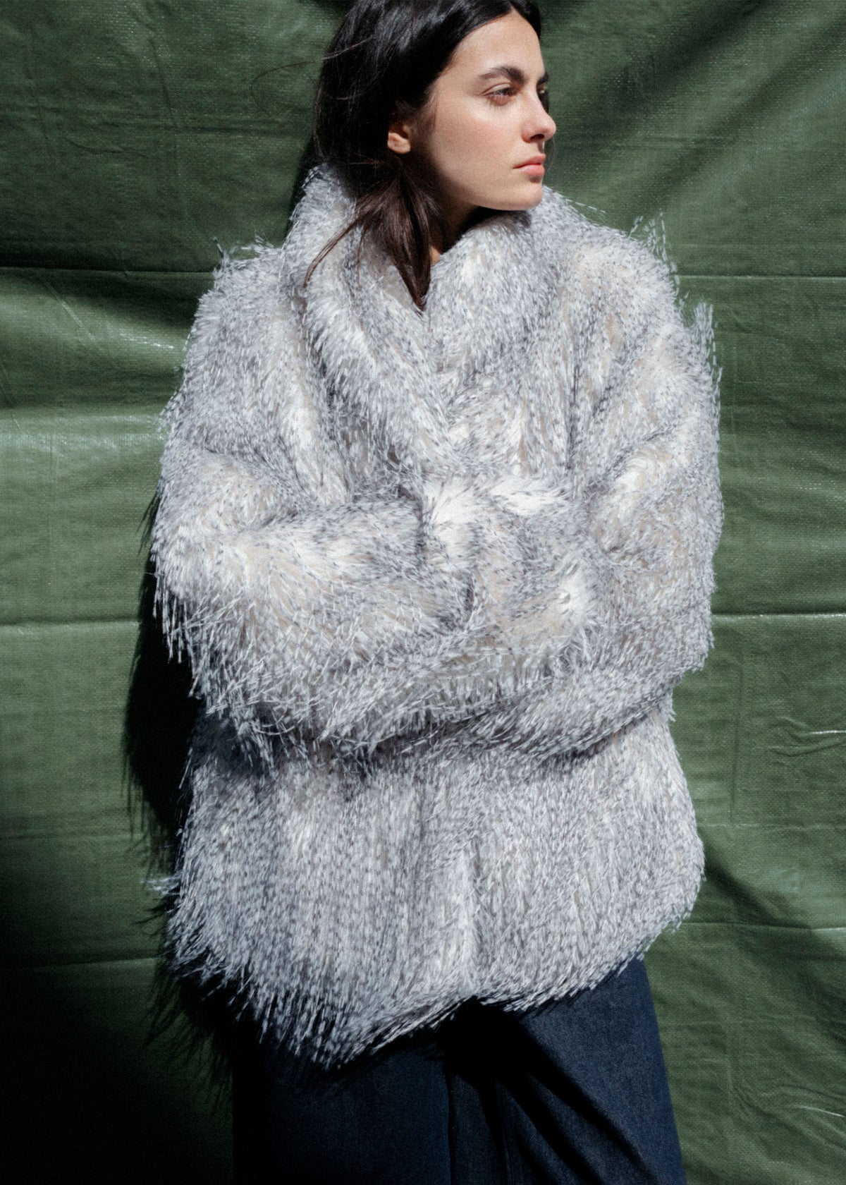 MILA Faux Fur Jacket | Blue Grey