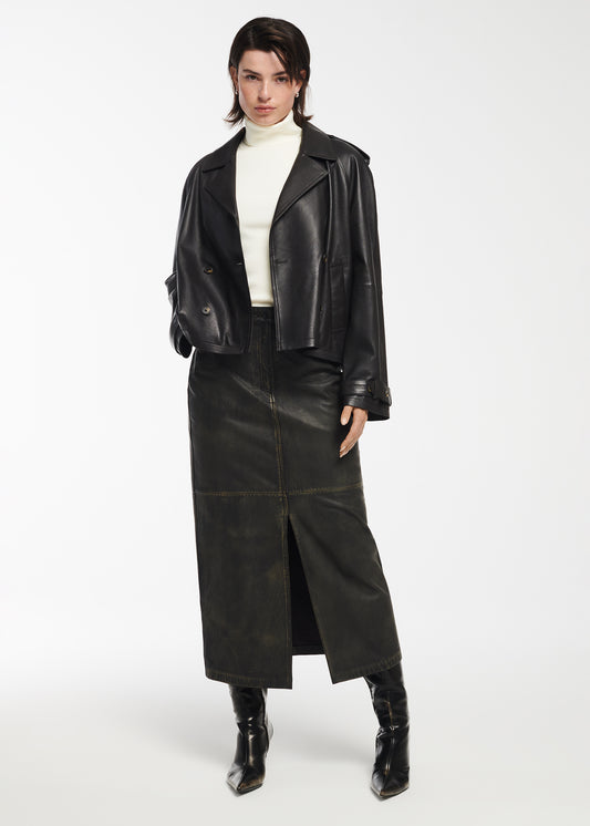 MALENE Leather Trenchcoat