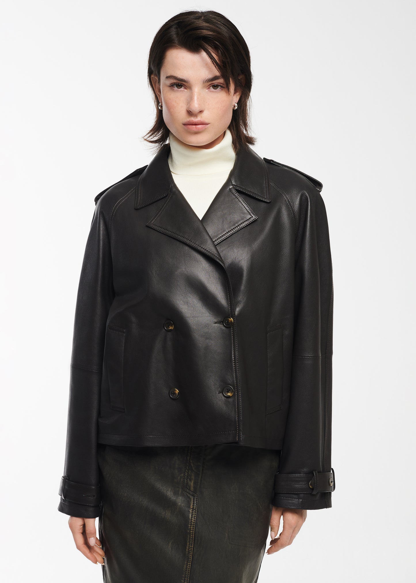 MALENE Leather Trenchcoat