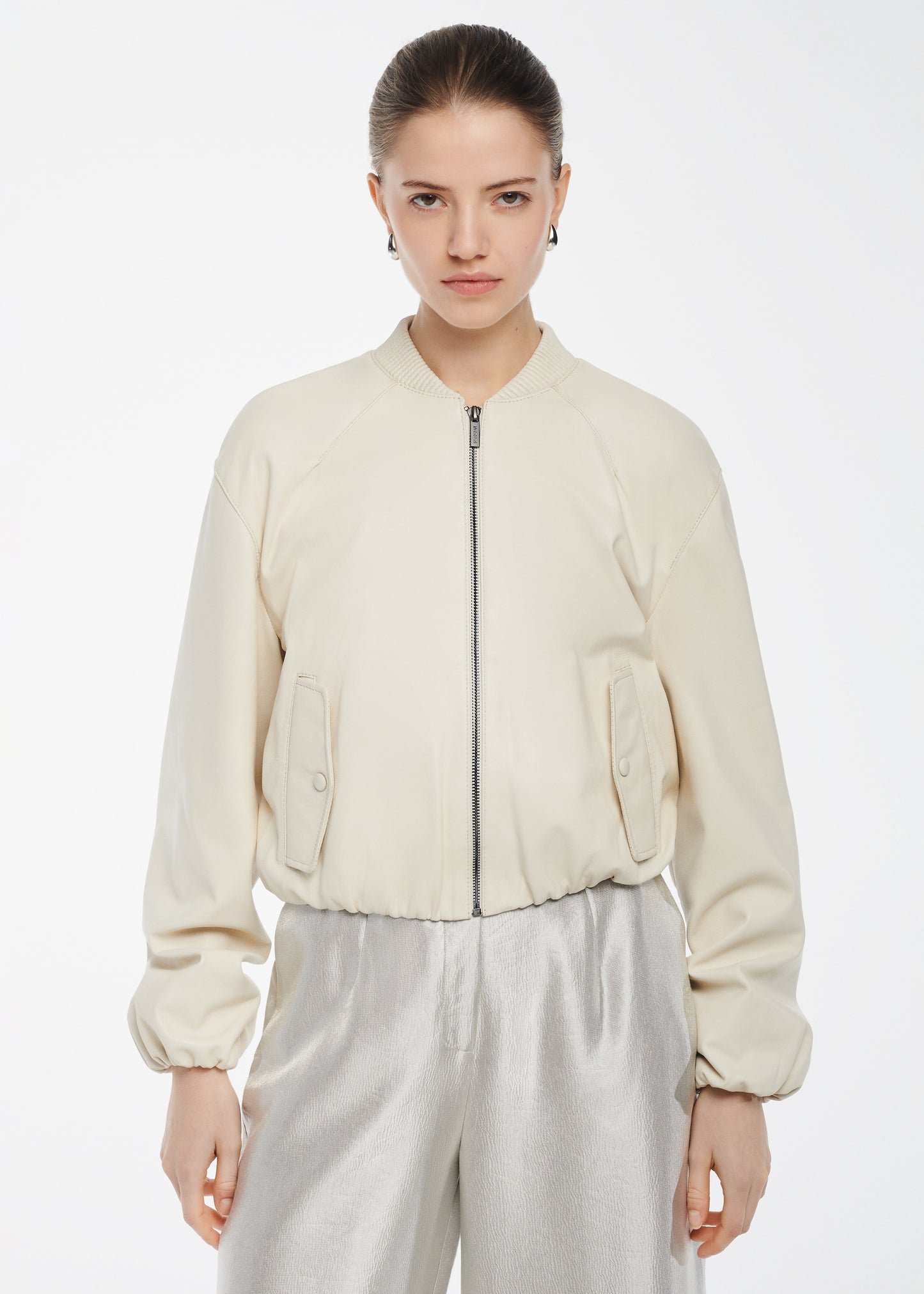 XENIA Leather Bomber Jacket