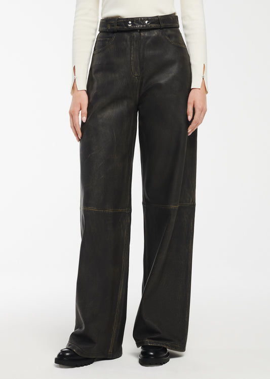 KAIA Vintage Leather Trousers