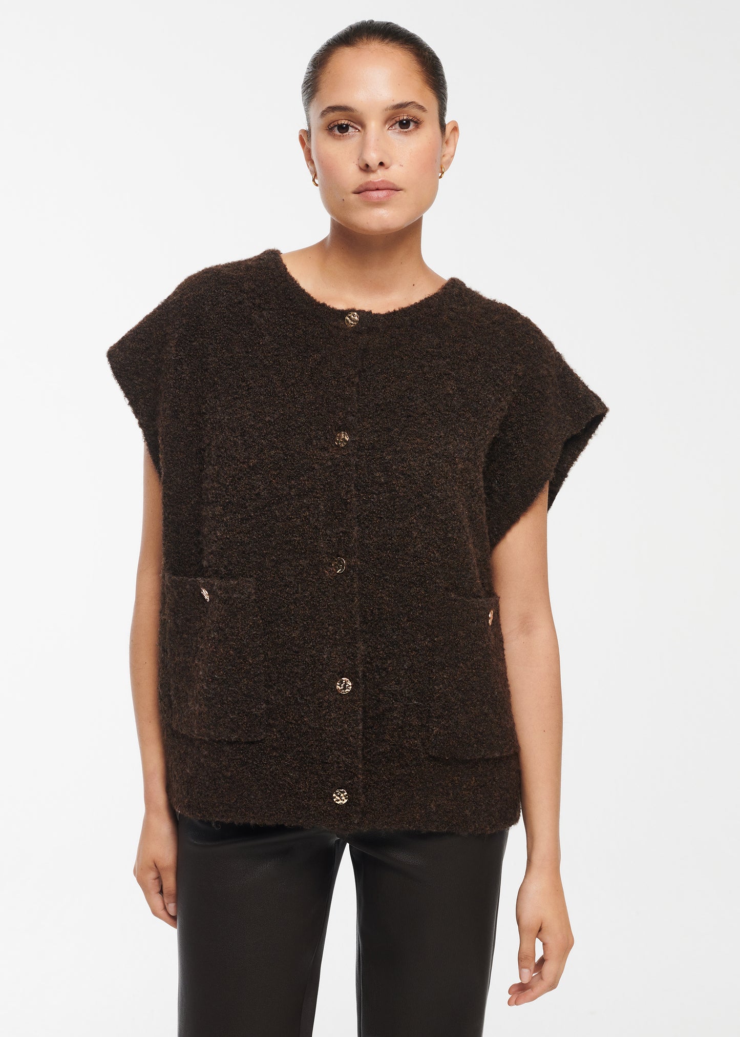 IDONY Knitted Boucle Gilet