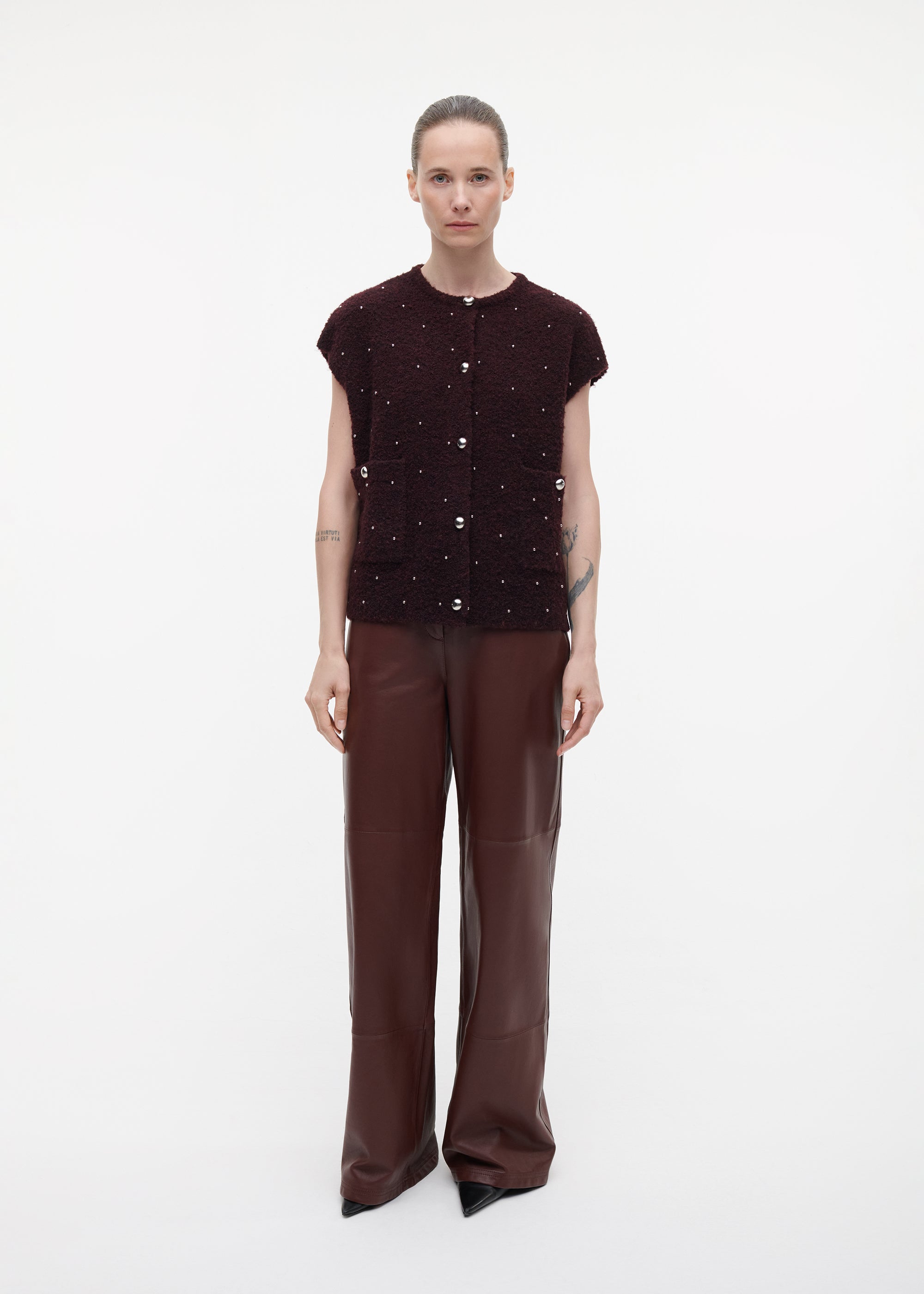 IDONY Knitted Bouclé Gilet
