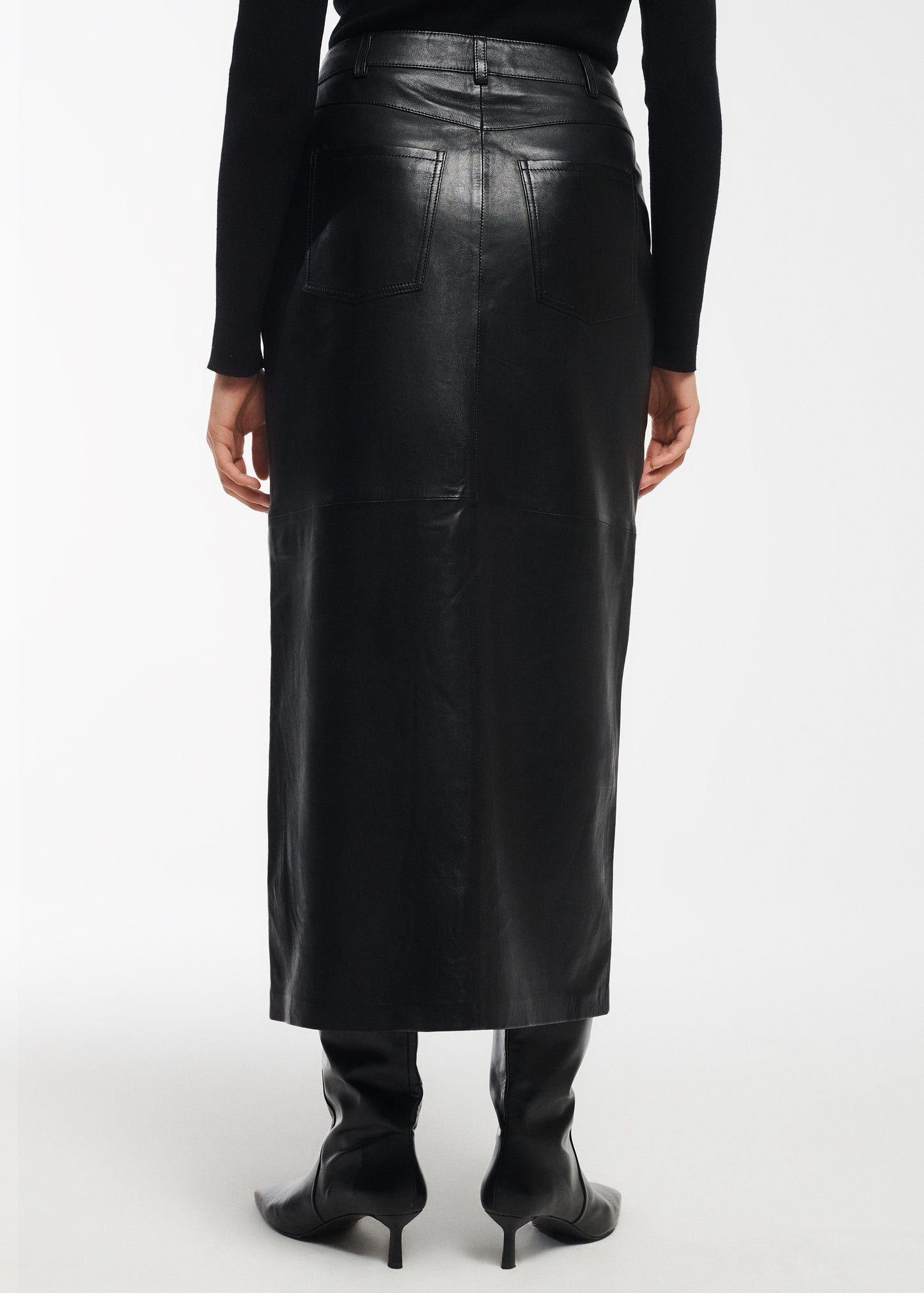 BARA Leather Midi Skirt