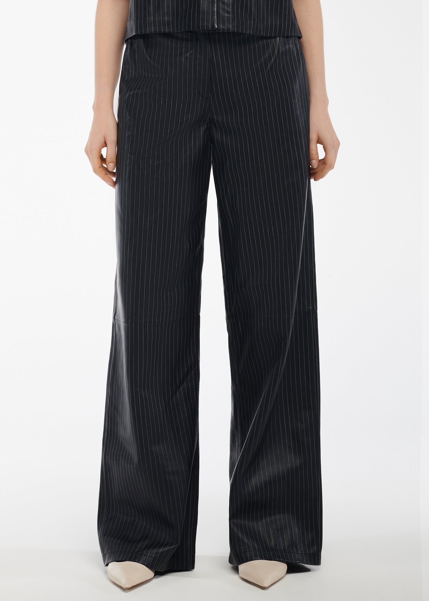 MYRA Leather Pinstripe Trousers