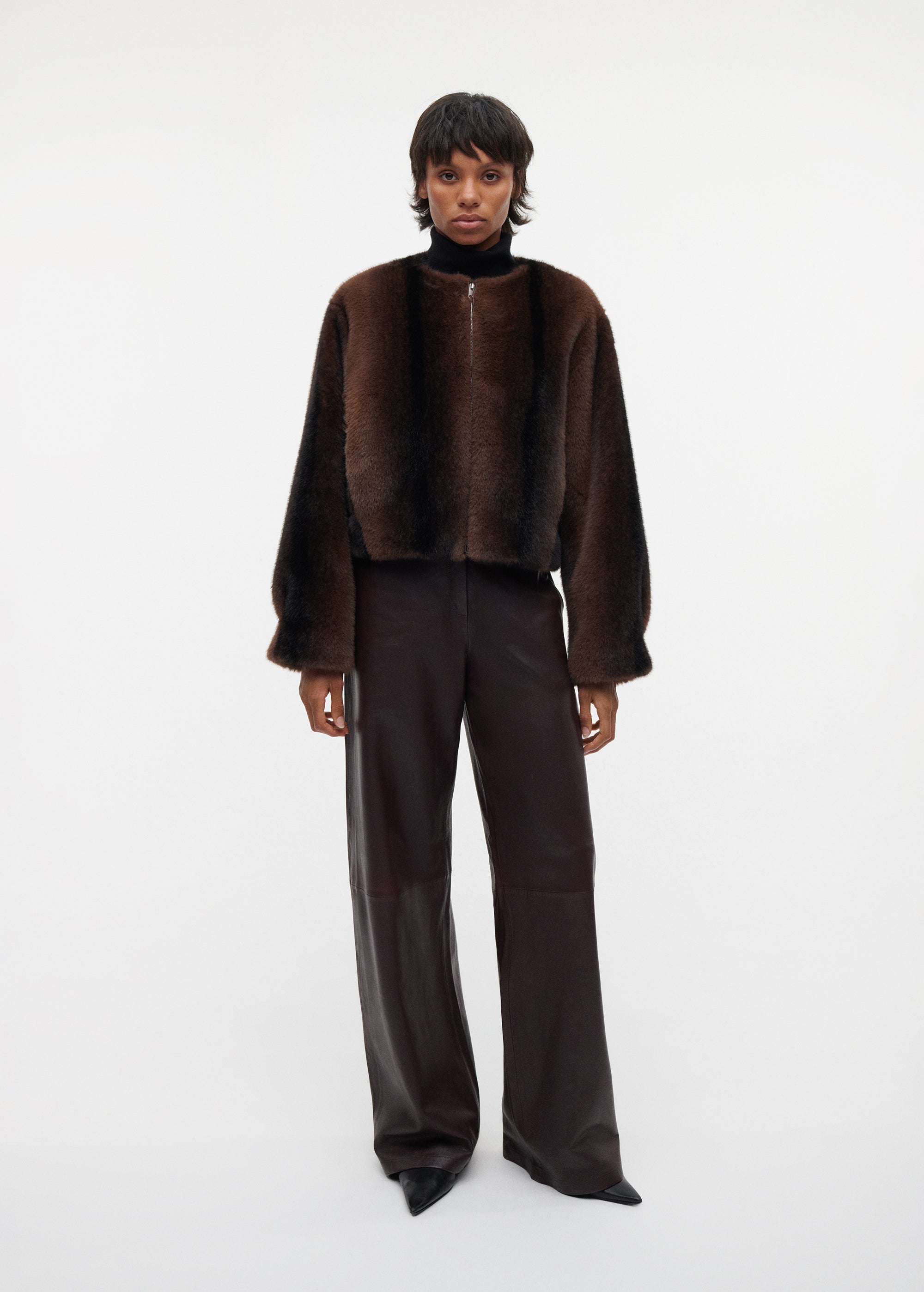 CELESTE Faux Mink Bomber Jacket